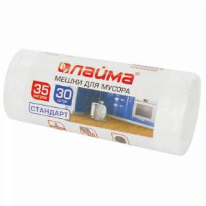 Пакет д/мусора  35л ЛАЙМА 6мкм белые 30шт/...